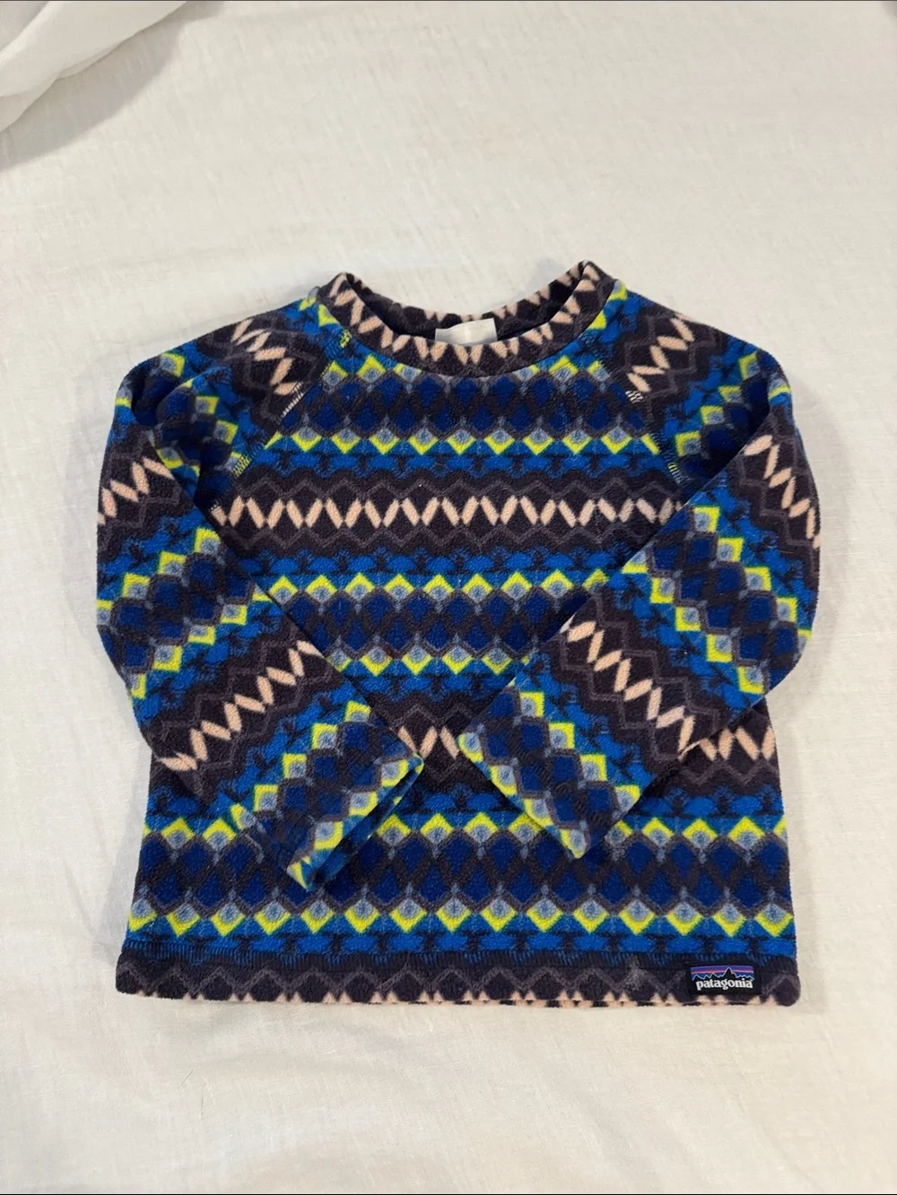 Patagonia Navy, Blue & Lime Geometric Fleece Pajama Set
